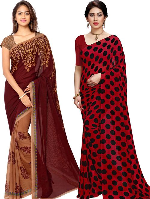 women pack of 2 casual wear combo sarees with blouse - 21433179 - Very Small Image - 1