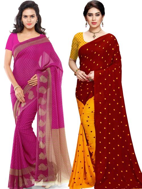 women pack of 2 casual wear combo sarees with blouse - 21433182 - Very Small Image - 1