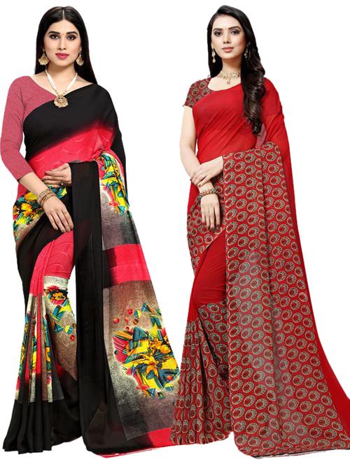 women pack of 2 casual wear combo sarees with blouse - 21433209 - Very Small Image - 1