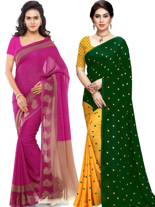 women pack of 2 casual wear combo sarees with blouse - 21433212 - Very Small Image - 1
