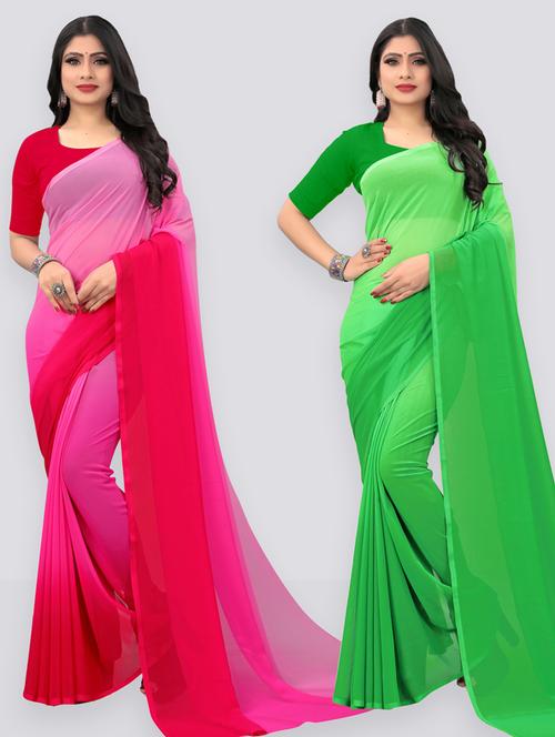 women pack of 2 casual wear combo sarees with blouse - 21433226 - Very Small Image - 1
