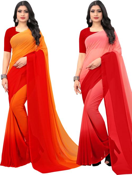 women pack of 2 casual wear combo sarees with blouse - 21433235 - Very Small Image - 1