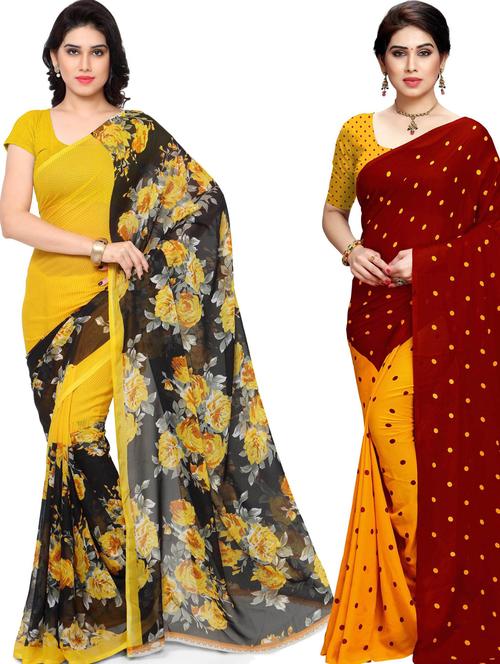 women pack of 2 casual wear combo sarees with blouse - 21433241 - Very Small Image - 1