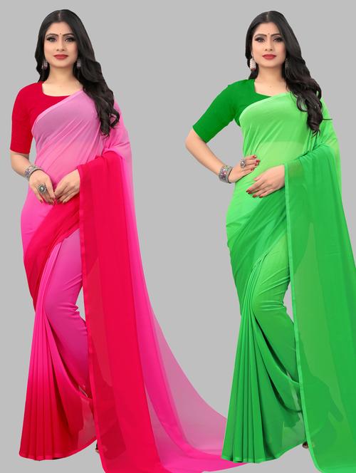 women pack of 2 casual wear combo sarees with blouse - 21433245 - Very Small Image - 1