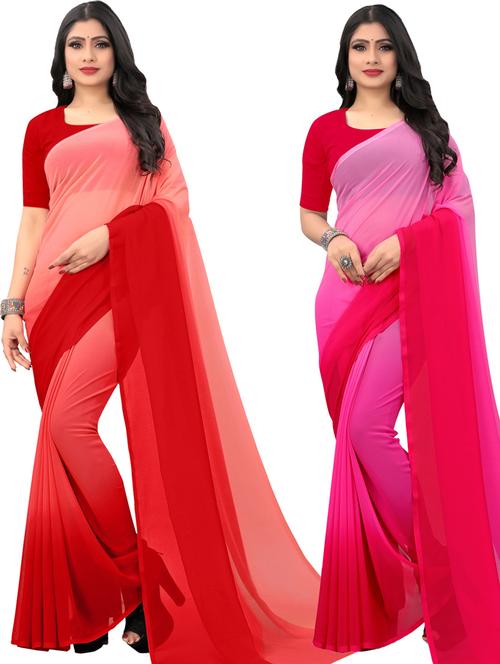 women pack of 2 casual wear combo sarees with blouse - 21433246 - Very Small Image - 1