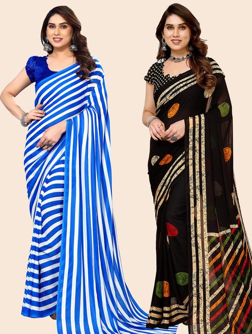 women pack of 2 casual wear combo sarees with blouse - 21433344 - Very Small Image - 1