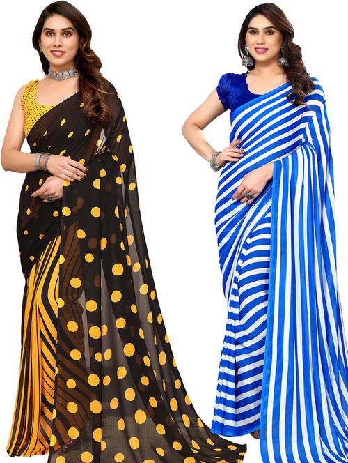 women pack of 2 casual wear combo sarees with blouse - 21433348 - Very Small Image - 1