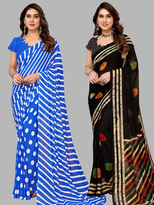 women pack of 2 casual wear combo sarees with blouse - 21433351 - Very Small Image - 1