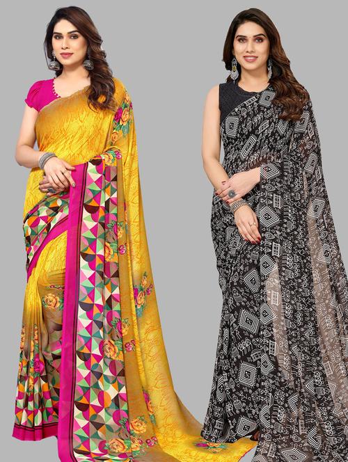 women pack of 2 casual wear combo sarees with blouse - 21433355 - Very Small Image - 1