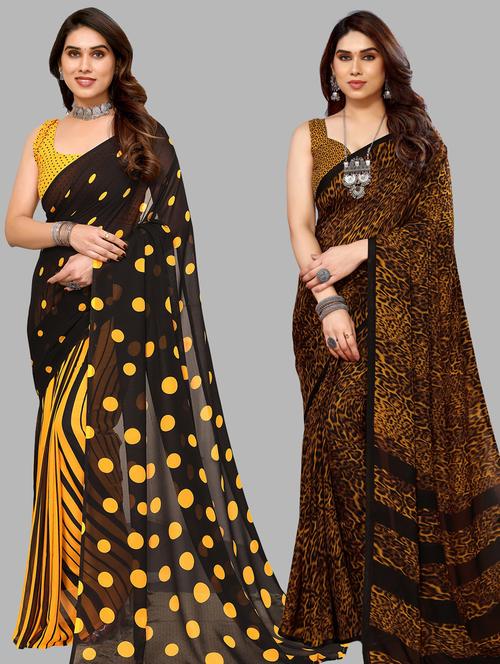 women pack of 2 casual wear combo sarees with blouse - 21433359 - Very Small Image - 1