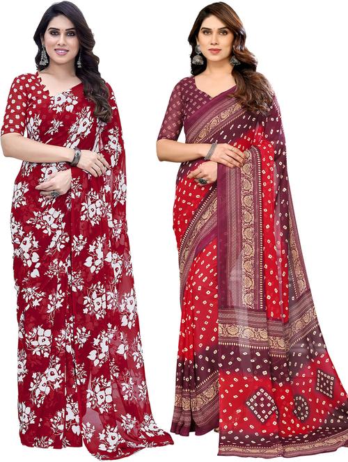 women pack of 2 casual wear combo sarees with blouse - 21433363 - Very Small Image - 1