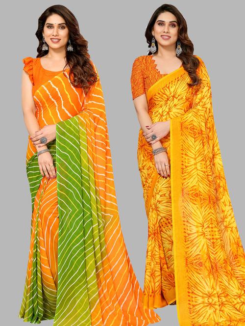 women pack of 2 casual wear combo sarees with blouse - 21433364 - Very Small Image - 1