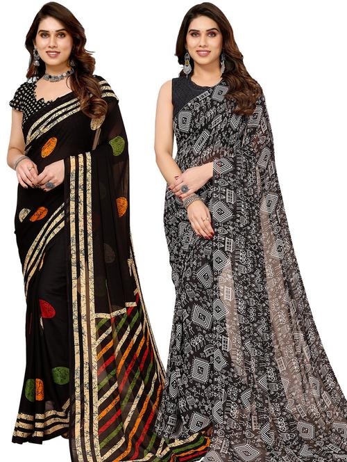 women pack of 2 casual wear combo sarees with blouse - 21433386 - Very Small Image - 1