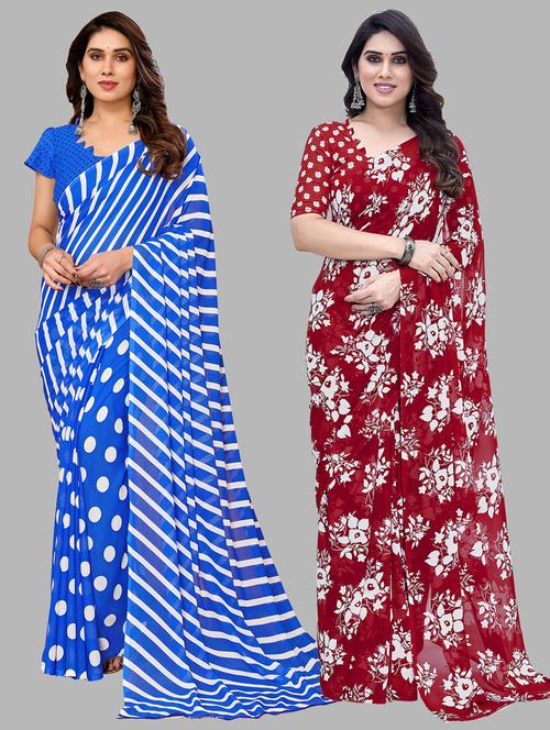 women pack of 2 casual wear combo sarees with blouse - 21433388 - Very Small Image - 1