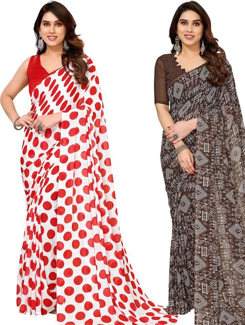 women pack of 2 casual wear combo sarees with blouse - 21433390 - Very Small Image - 1