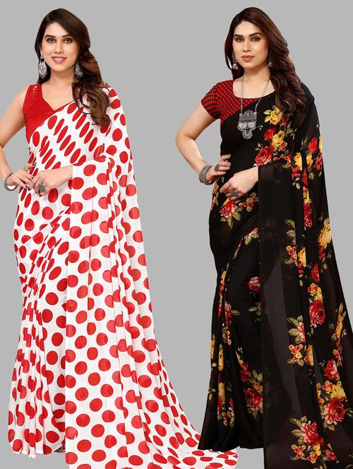 women pack of 2 casual wear combo sarees with blouse - 21433415 - Very Small Image - 1