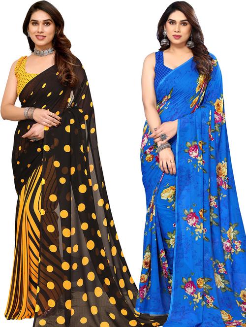 women pack of 2 casual wear combo sarees with blouse - 21433417 - Very Small Image - 1