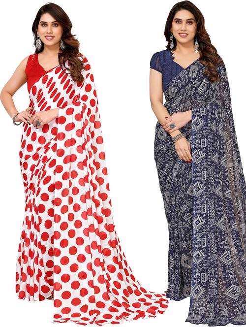 women pack of 2 casual wear combo sarees with blouse - 21433423 - Very Small Image - 1