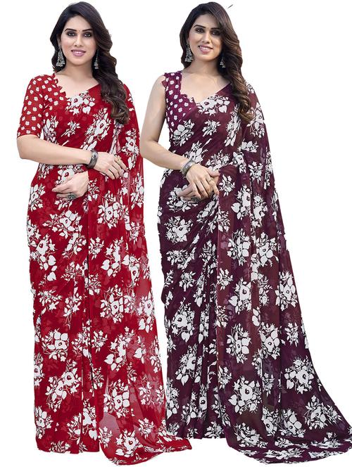 women pack of 2 casual wear combo sarees with blouse - 21433426 - Very Small Image - 1