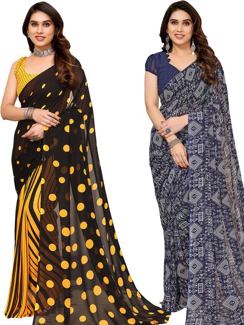women pack of 2 casual wear combo sarees with blouse - 21433436 - Very Small Image - 1