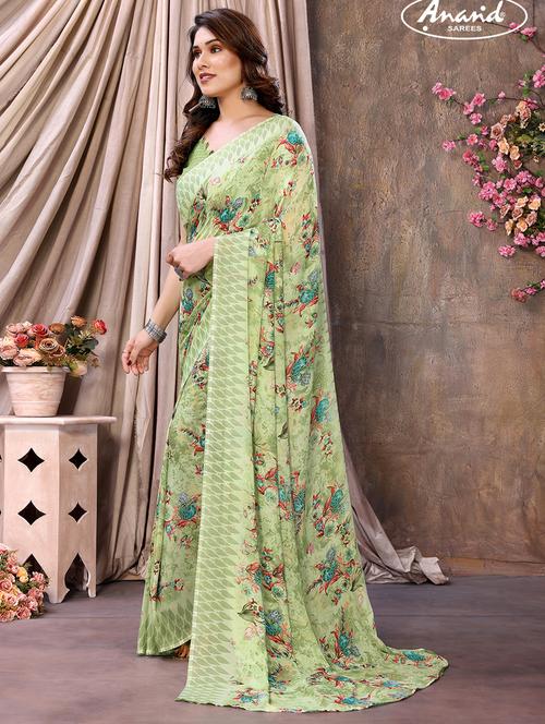 women printed casual wear saree with blouse - 21433462 - Very Small Image - 1