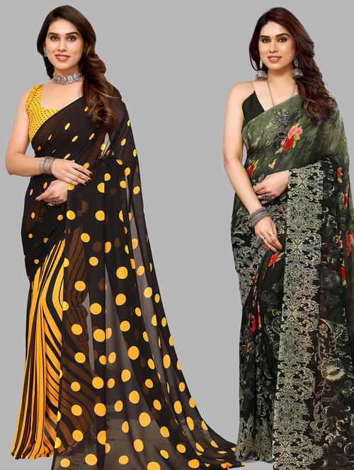 women pack of 2 casual wear combo sarees with blouse - 21433464 - Very Small Image - 1