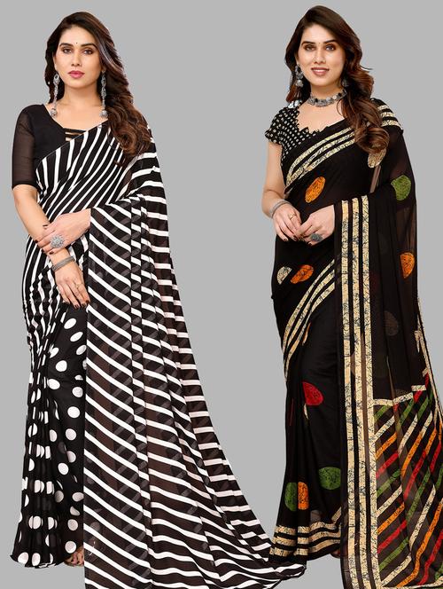 women pack of 2 casual wear sarees with blouse - 21433466 - Very Small Image - 1