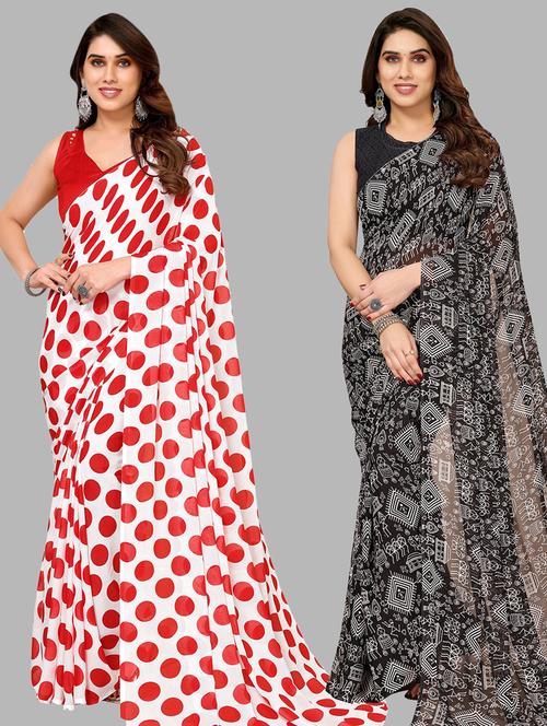 women pack of 2 casual wear combo sarees with blouse - 21433467 - Very Small Image - 1