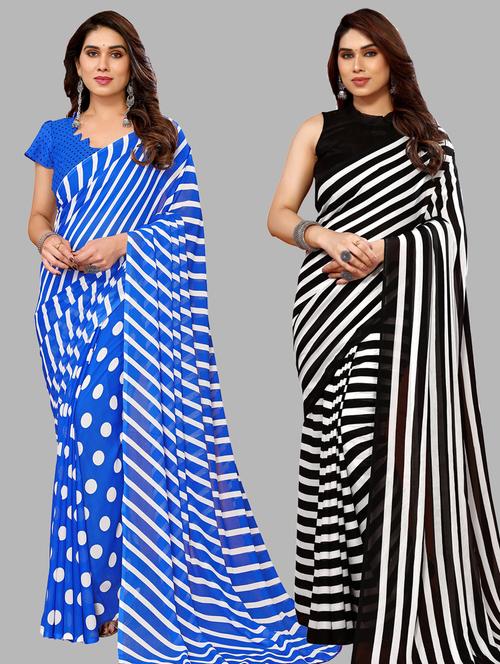 women pack of 2 casual wear sarees with blouse - 21433469 - Very Small Image - 1