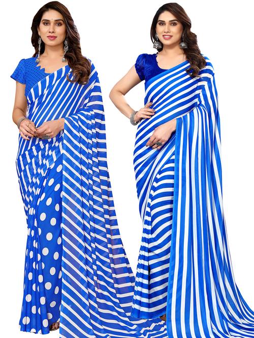 women pack of 2 casual wear sarees with blouse - 21433479 - Very Small Image - 1