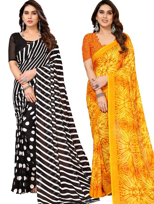 women pack of 2 casual wear sarees with blouse - 21433481 - Very Small Image - 1
