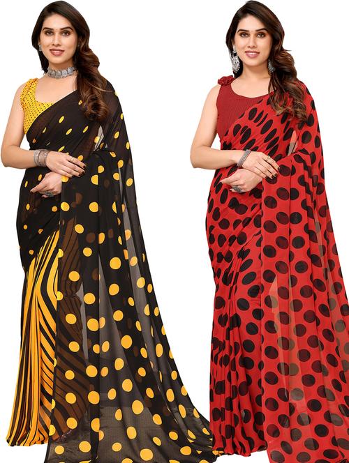 women pack of 2 casual wear sarees with blouse - 21433487 - Very Small Image - 1