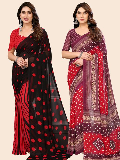 women pack of 2 casual wear sarees with blouse - 21433496 - Very Small Image - 1
