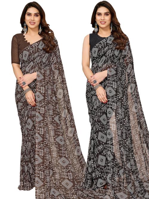 women pack of 2 casual wear sarees with blouse - 21433508 - Very Small Image - 1