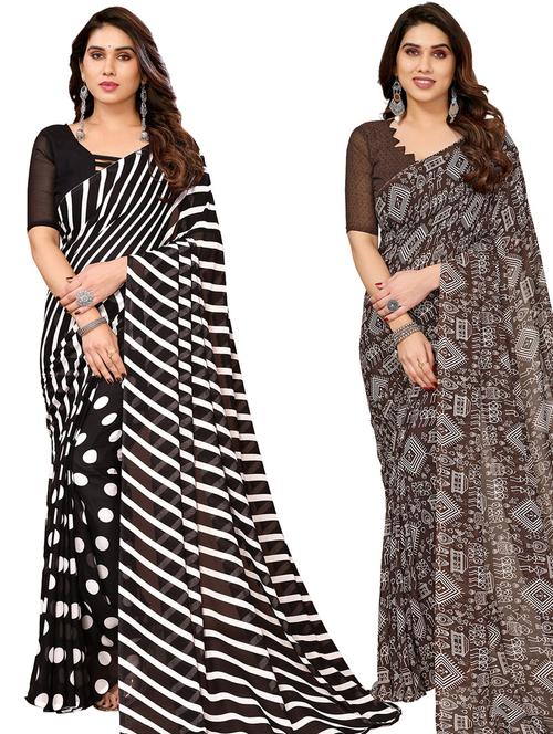 women pack of 2 casual wear sarees with blouse - 21433522 - Very Small Image - 1