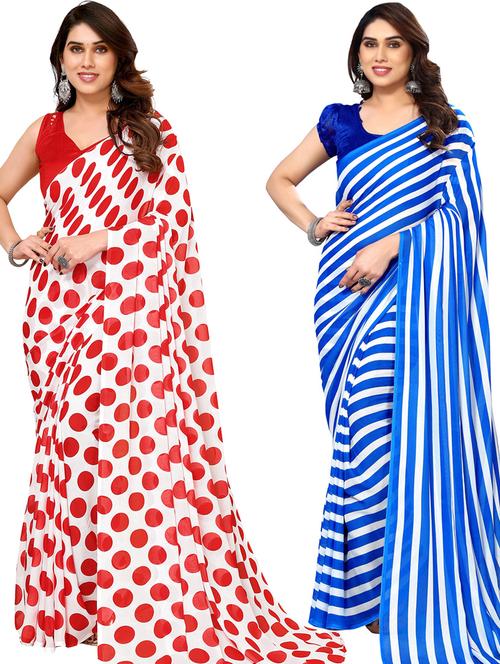 women pack of 2 casual wear combo sarees with blouse - 21433550 - Very Small Image - 1