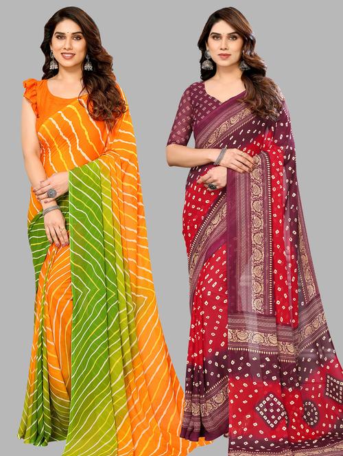 women pack of 2 casual wear combo sarees with blouse - 21433561 - Very Small Image - 1