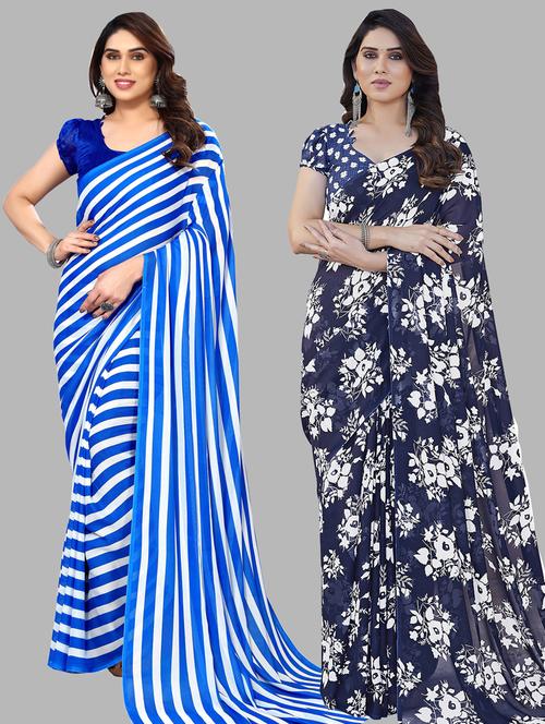 women pack of 2 casual wear combo sarees with blouse - 21433562 - Very Small Image - 1