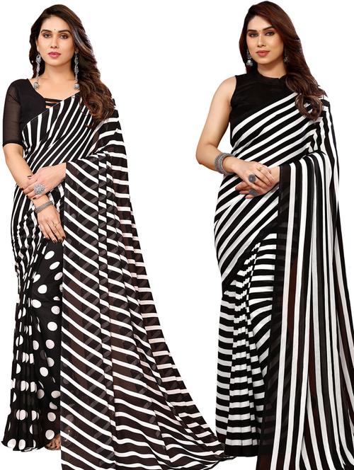 women pack of 2 casual wear combo sarees with blouse - 21433568 - Very Small Image - 1