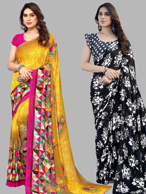 women pack of 2 casual wear sarees with blouse - 21433582 - Very Small Image - 1