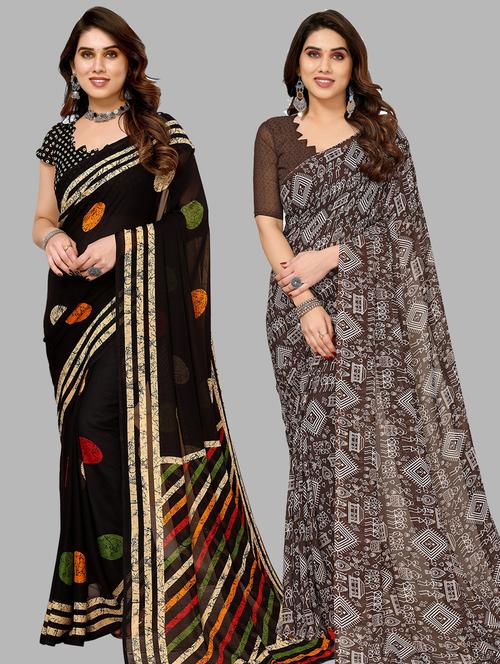 women pack of 2 casual wear combo sarees with blouse - 21433591 - Very Small Image - 1