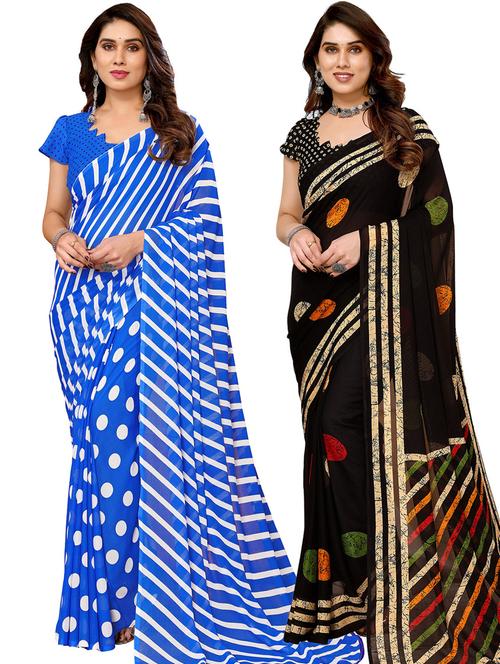 women pack of 2 casual wear combo sarees with blouse - 21433593 - Very Small Image - 1