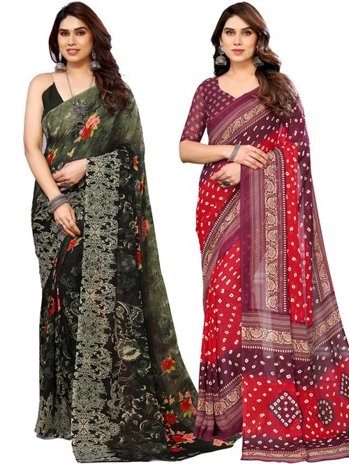 women pack of 2 casual wear combo sarees with blouse - 21433624 - Very Small Image - 1