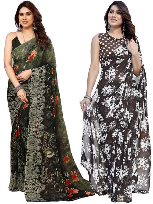 women pack of 2 casual wear combo sarees with blouse - 21433629 - Very Small Image - 1