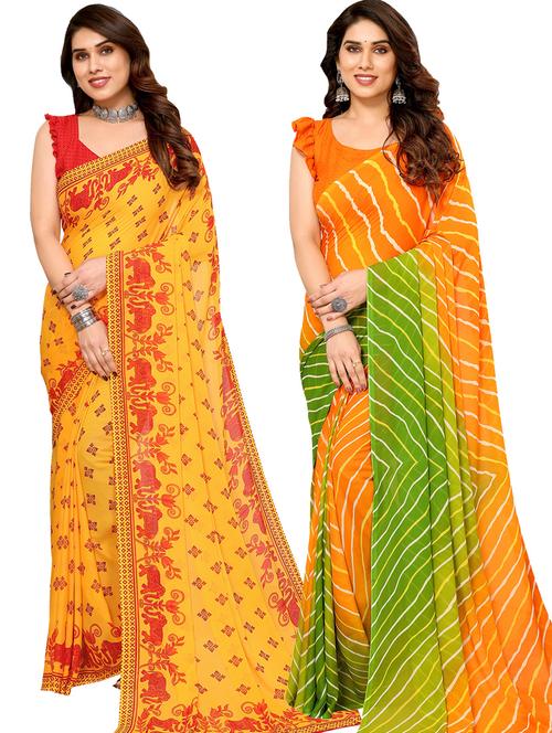 women pack of 2 casual wear combo sarees with blouse - 21433639 - Very Small Image - 1