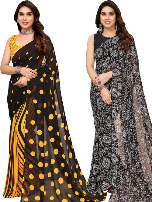 women pack of 2 casual wear combo sarees with blouse - 21433641 - Very Small Image - 1
