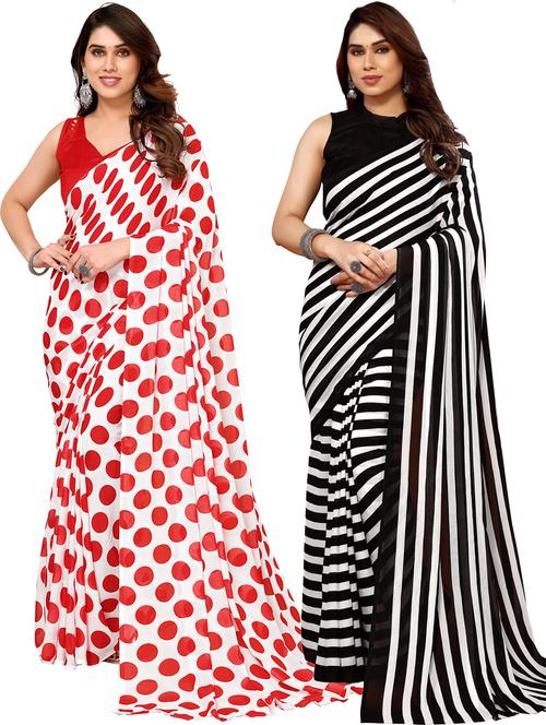 women pack of 2 casual wear combo sarees with blouse - 21433644 - Very Small Image - 1