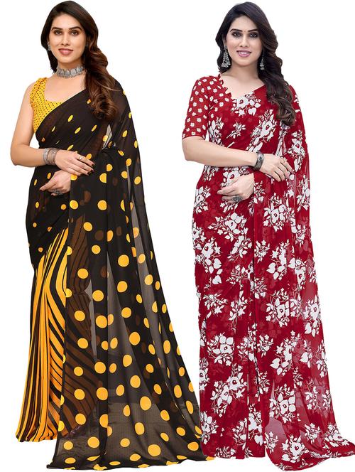 women pack of 2 casual wear combo sarees with blouse - 21433652 - Very Small Image - 1