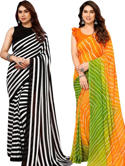 women pack of 2 casual wear combo sarees with blouse - 21433653 - Very Small Image - 1