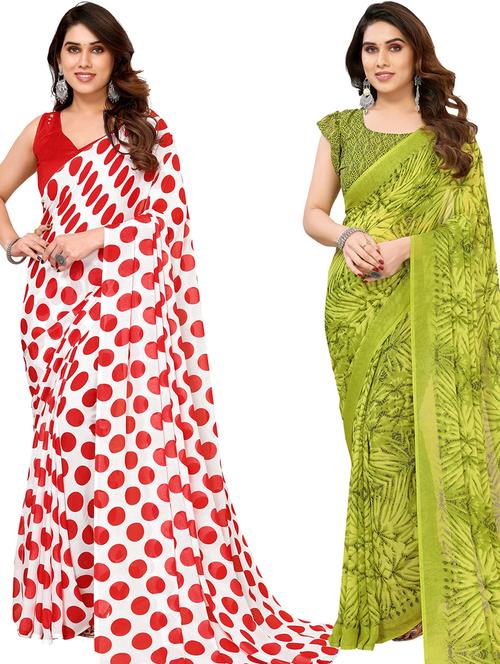 women pack of 2 casual wear combo sarees with blouse - 21433660 - Very Small Image - 1